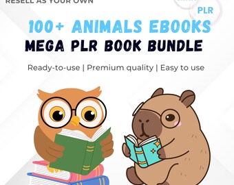 50冊以上の動物電子書籍バンドル | 野生動物、ペットケア、動物の豆知識 | 編集可能なPLRブック | MRR込み | 再販権、PLRプレミアム電子書籍、再販