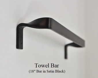 Bath Towel Bar - Hand Forged Minimalist Steel Towel Holder - Squared-Twist Design