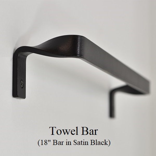 Twisted Bath Towel Bar - Hand Forged Minimalist Steel Towel Holder - Squared-Twist Design