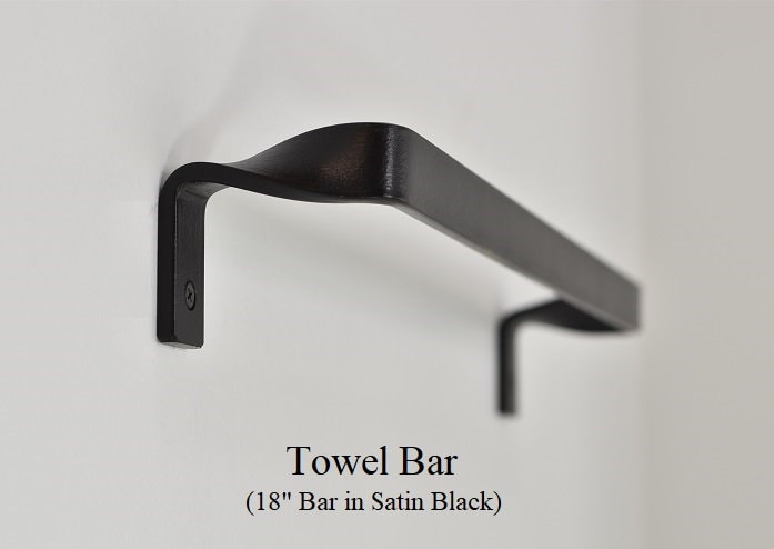 Twisted Bath Towel Bar Hand Forged Minimalist Steel Towel Holder