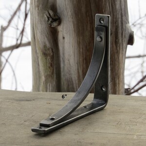 Station Shelf Bracket - 6" - Rustic Iron Mantel Corbel - Metal Shelf brackets - 1" wide - One Bracket - By Adirondack Blacksmith image 4