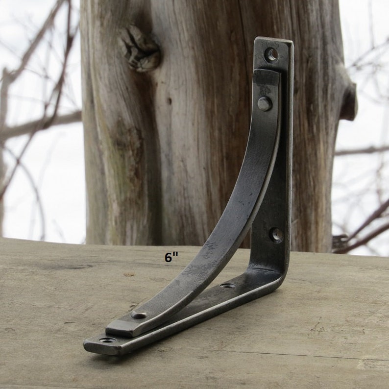 Station Shelf Bracket - 6" - Rustic Iron Mantel Corbel - Metal Shelf brackets - 1" wide - One Bracket - By Adirondack Blacksmith image 4