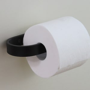 Toilet Paper Holder - Rounded Iron Hand Forged Steel TP Holder -Modern Blacksmith Made Toilet Paper Holder
