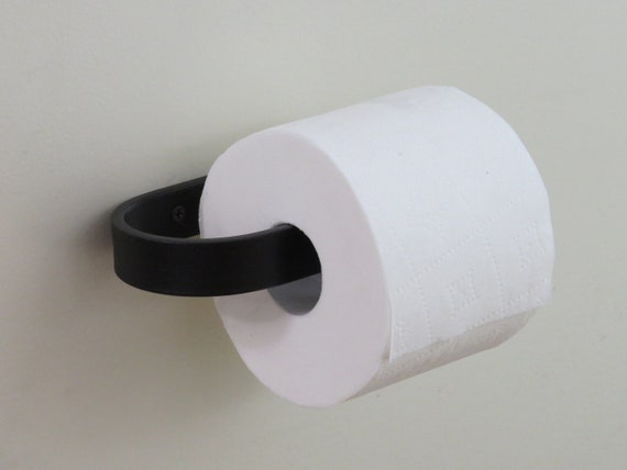 Toilet Paper Holder - Rounded Iron Hand Forged Steel TP Holder -Modern Blacksmith Made Toilet Paper Holder