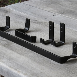 4-piece Twisted Bath Towel Bar Set - Hand Forged Minimalist Steel Towel Holder - Squared-Twist Design