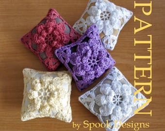 LINEN PINCUSHION - Crochet Motif Pattern