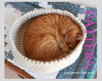 CAT BED - Easy Crochet Cat Bed / Small Pet Bed - Downloadable Pdf Pattern