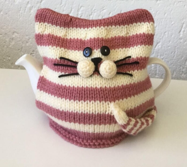 PURRFECT PUDDY Striped Cat Tea Cosy Downloadable Pattern PDF image 2