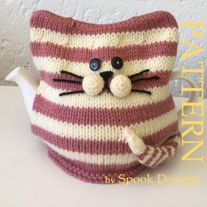 PURRFECT PUDDY Striped Cat Tea Cosy Downloadable Pattern PDF image 1