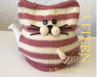 PURRFECT PUDDY - Striped Cat Tea Cosy - Downloadable Pattern PDF