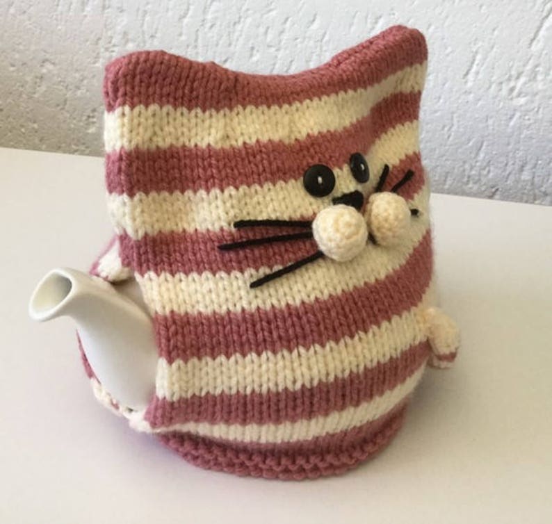 PURRFECT PUDDY Striped Cat Tea Cosy Downloadable Pattern PDF image 4