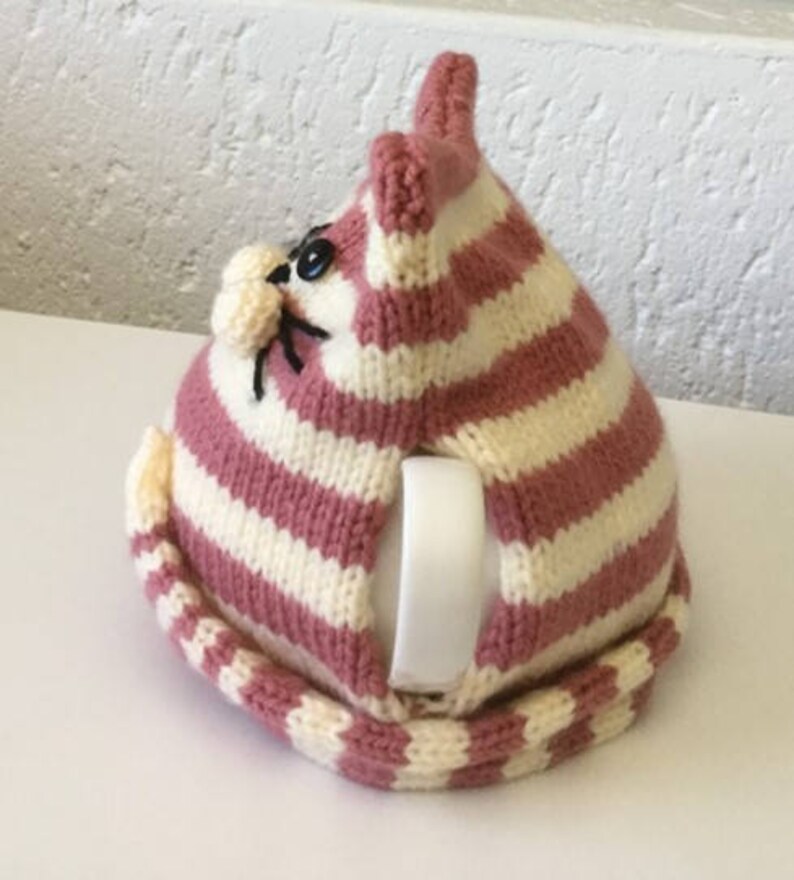 PURRFECT PUDDY Striped Cat Tea Cosy Downloadable Pattern PDF image 3