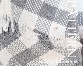 BABY BLANKET - Crochet Plaid Baby Blanket /Knee Rug / PDF Pattern