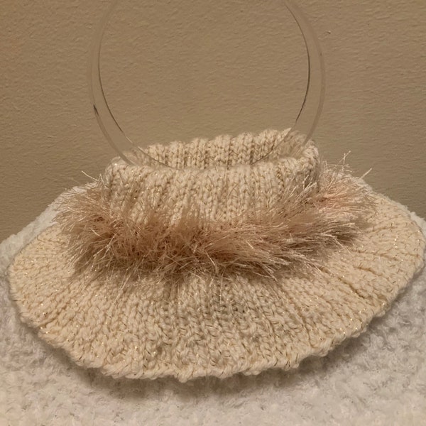 TODDLER NECKWARMER furry pullover scarf  Hand knit kids turtleneck cowl  Size 04T-06T  Beige yarn  Option for direct ship to Gift Recipient