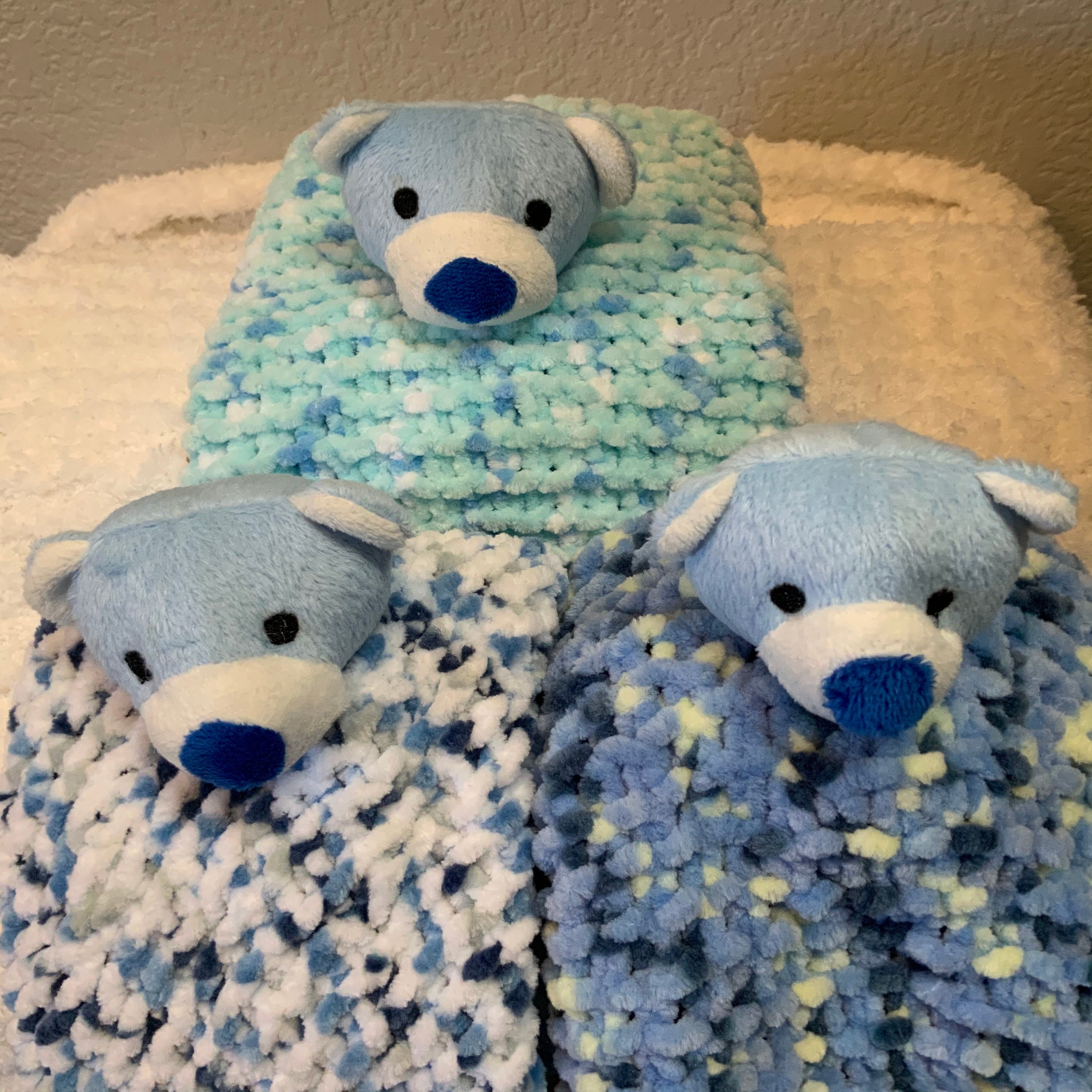 TEDDY BEAR Lovey Security Blanket Soft Hand Knit Baby Blanket Etsy