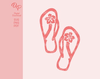 Hibiscus Flip Flops | DP340 | Beach | Vacation | Tropical | PNG | SVG | Digital Download