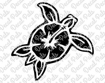 Hibiscus Turtle | #DP99-0093 | Beach cut design | FCM, SVG file formats | ***Not a physical item***