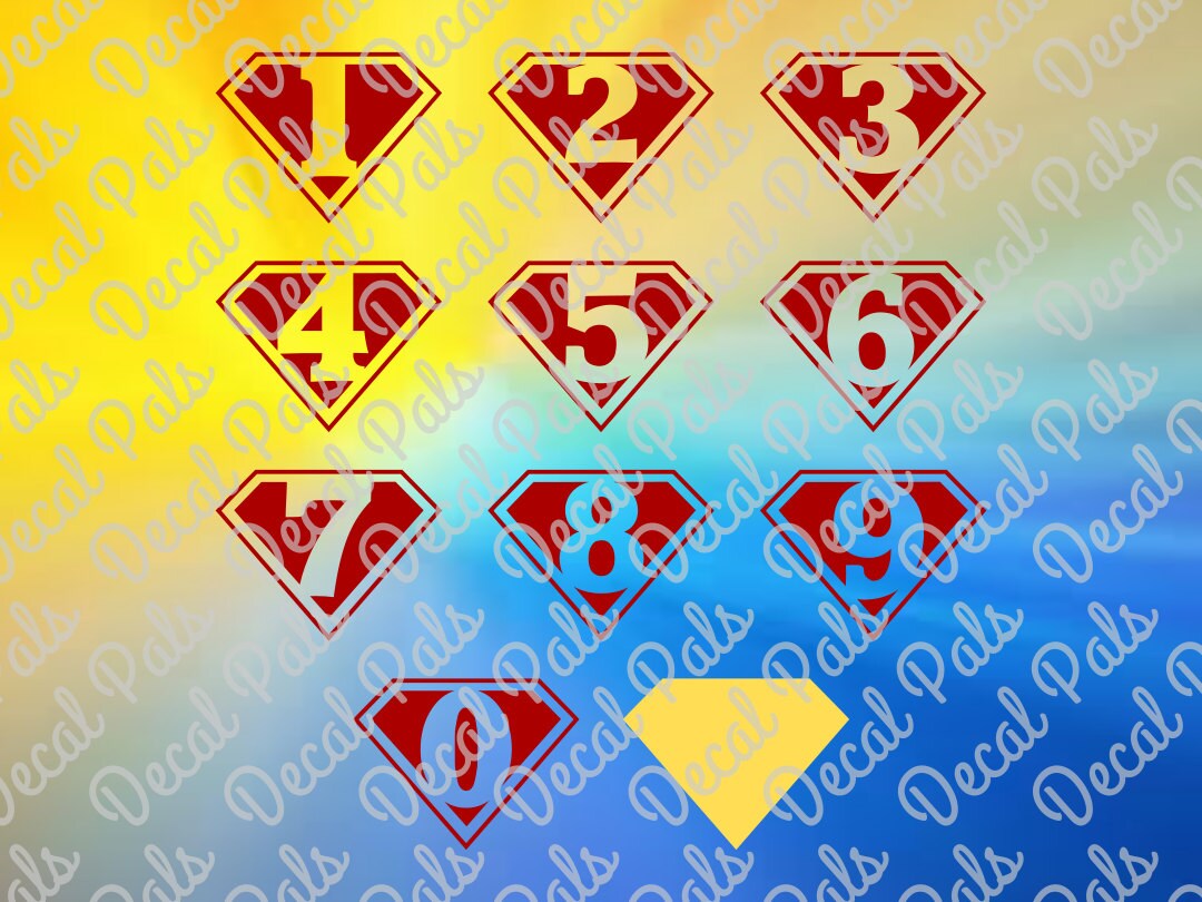 Superman Number Set DP180 cut design FCM SVG PNG file | Etsy