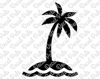 Palm Tree with Water | #DP99-0109 | beach cut design | FCM, SVG file formats | ***Not a physical item***
