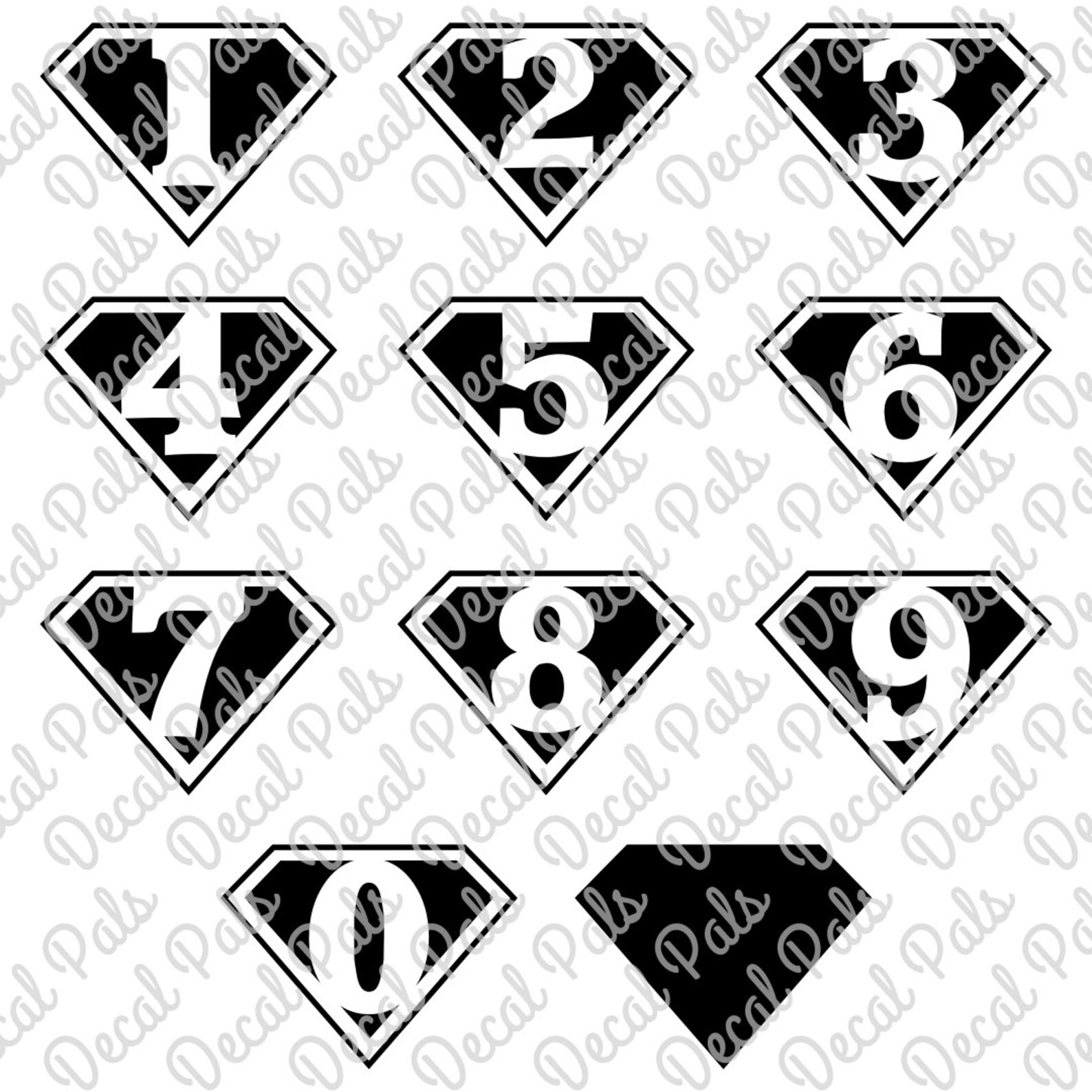 Superman Number Set DP180 cut design FCM SVG PNG file | Etsy