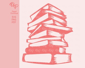 Stack of Books SVG | DP350 | PNG | Teacher | School | Reading | Library | Digital Download