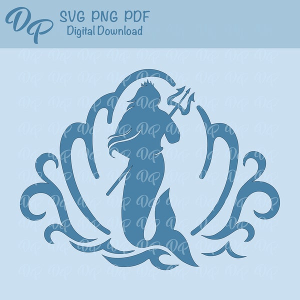 Neptune SVG | DP368 | Ocean | Trident | Underwater | PNG | PDF | Digital Download