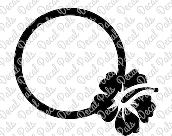 Hibiscus | #DP99-0103 | monogram frame cut design | FCM, SVG file formats | ***Not a physical item***