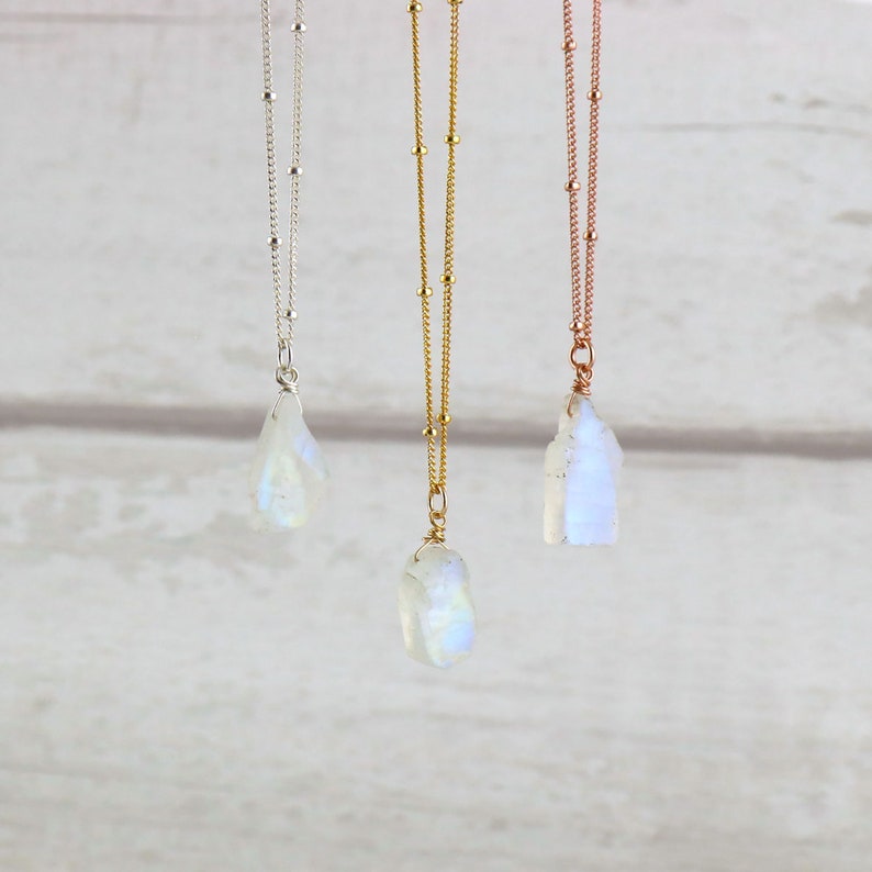 Moonstone Necklace Raw Gemstone June Birthstone Etsy
