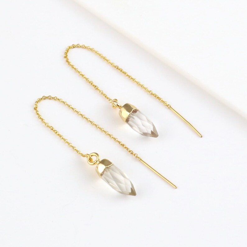 Minimalist Earrings Pull Through Earring Point Thread Earring Gemstone Spike Threader Earrings Turquoise Threaders