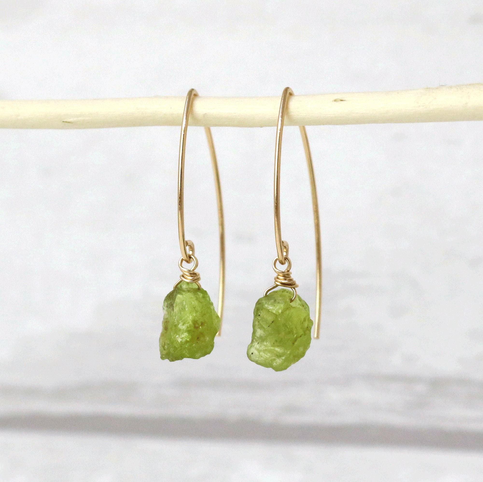 Raw Peridot Earrings August Birthstone - Etsy