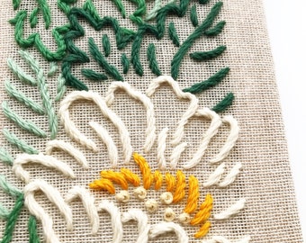 Mini Hand Embroidered Textured Floral Wall Hanging 8 X 6 Inches