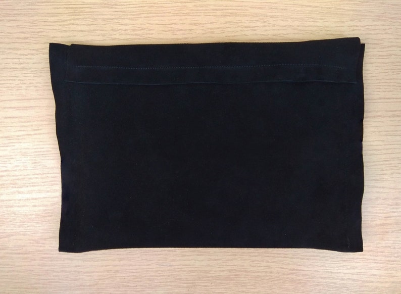 Black Sequin Lip Patch Leather Clutch Black Lip Patch Suede Clutch Lip Embroidery Leather Clutch Black Lip Applique Suede Clutch