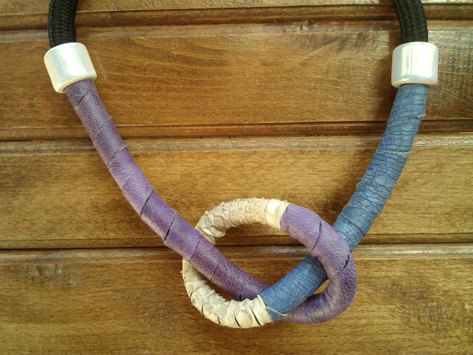 Rope Knot Leather Necklac, Colorful Rope Necklace, Tribal Knot Necklace