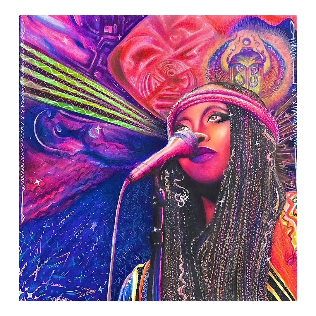 Baduism Erykah Badu Art Print signed Drawing Dreamy Art Vibrant