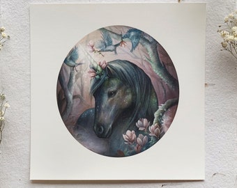 Magnolia Unicorn | 6x6 Fine Art Print | Unicorn Art Print