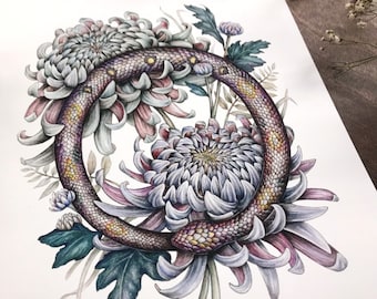 さらに 半額! 中 貴重 激レア UROBOROS サイン入り ポスター Ouroboros Open Edition | 8 X 10 Fine Art Print | Ancient Symbolism