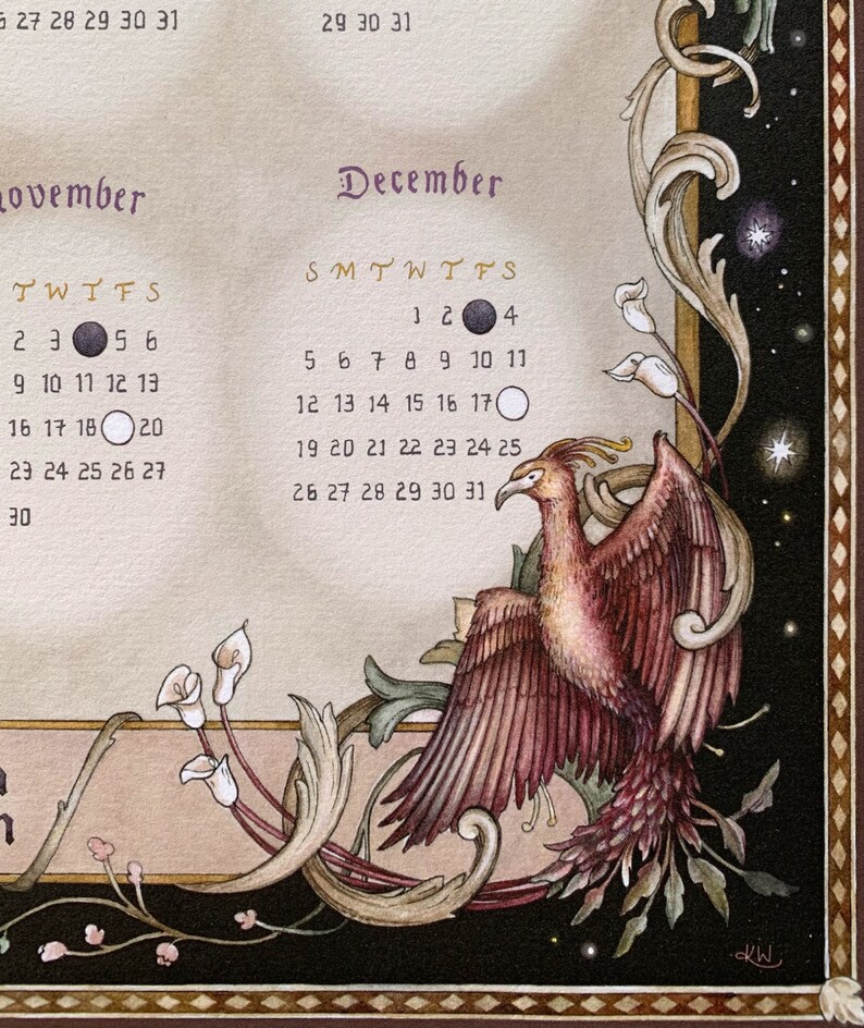 2021 Phoenix Moon Calendar Mythological calendar Etsy