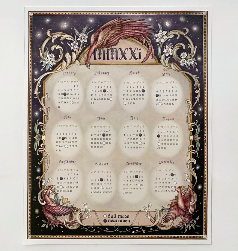 2021 Phoenix Moon Calendar Mythological calendar Etsy