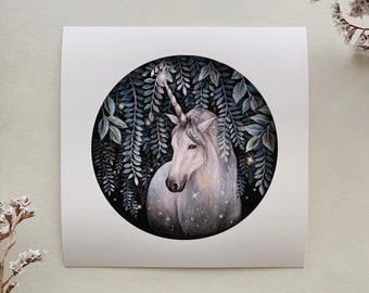 Forest Unicorn *NEW VERSION* | 6x6 Fine Art Print | Unicorn Art Print