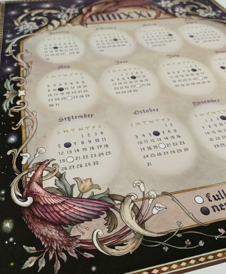2021 Phoenix Moon Calendar Mythological calendar Etsy