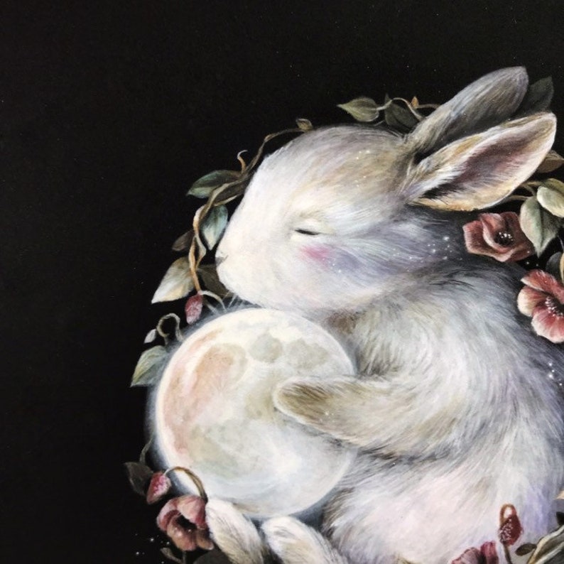 Lunar Rabbit 5x5 Fine Art Print image 3