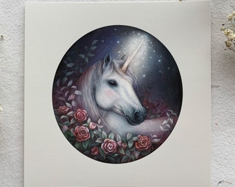 Camellia Unicorn | 6x6 Fine Art Print | Unicorn Art Print