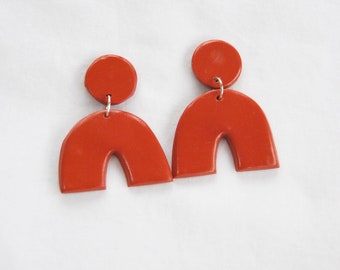 Rust Orange Arch Earring