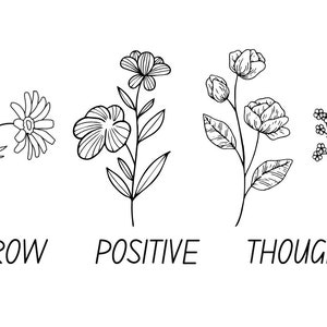 Crecer pensamientos positivos - contorno floral - svg