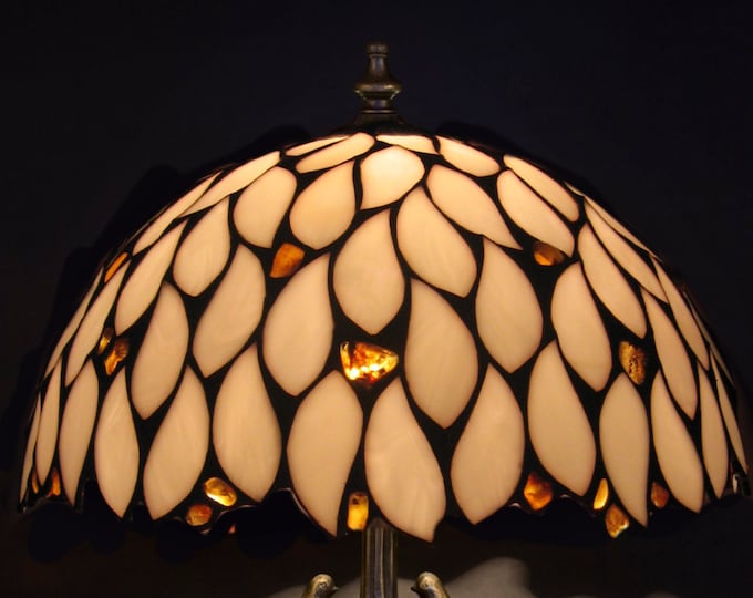 Amber Glass Lamp, Amber Glass, Baltic Amber, Stained Glass Lamp, Bedside Lamp, Bedroom Lighting, Reading Lamp, Library Lights, Table Lamp