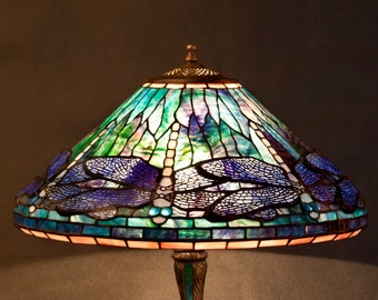 16" Dragonfly Lamp, Stained Glass, Tiffany Lamp, Desk Lamp, Bedside Lamp, Table Lamp, Standing Lamp, Mosaic Lamp, Art Nouveau Lamp, lamp