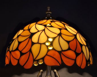 Tiffany Lamp, Amber Glass Lamp, Bedside Lamp, Table Lamp, Office Decor, Entryway Decor, Stained Glass Art, Desk Lamp, Reading Lamp