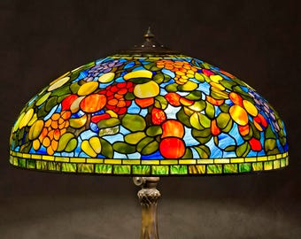 Fruit Lamp, Stained Glass Lamp, Fruit Arrangement, Home Decor, Home Design, Tiffany Lamp, Stained Glass Art, Tiffany Replica Lamp