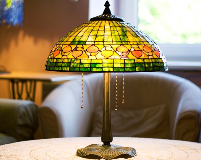 Bespoke Glass, Stained Glass Lamp, Reading Lamp, Reading Light, Library Lights, Bedside Lamp, Table Lamp, Desk Lamp, Acorn, Tiffany Lamp