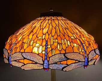 22" Dragonfly, Tiffany lamp, Stained Glass lamp, Desk lamp, Tiffany Lamp, Table Lamp, Art Deco lamp, Lamp shade, Antique lighting, Tiffany